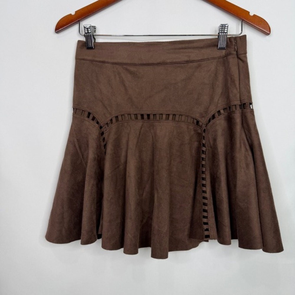Skies are Blue Mina Suede Mini Skirt Women‎ Size S Brown NWT - Picture 6 of 7